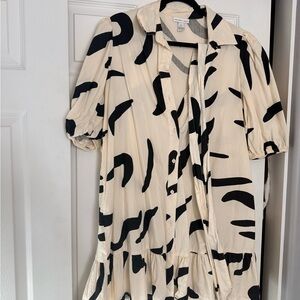 Sincerely Jules Cream and Black Striped Shift Dress